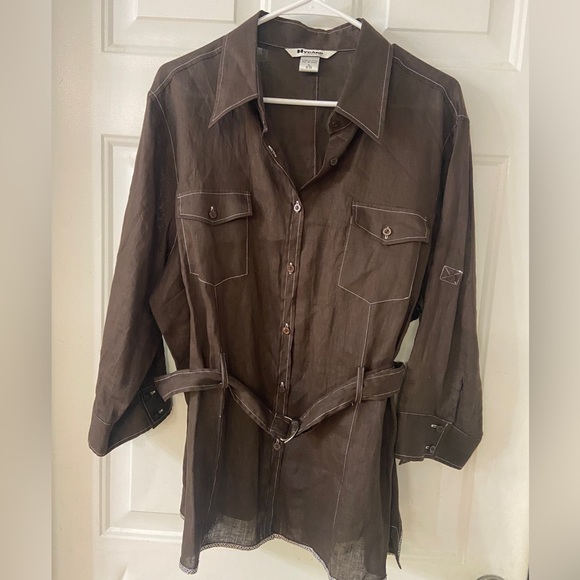 NYCARD Collection Womens Blazer/Jacket - 100%’Linen - Dark Brown - Size XL 18-20 - Picture 1 of 4